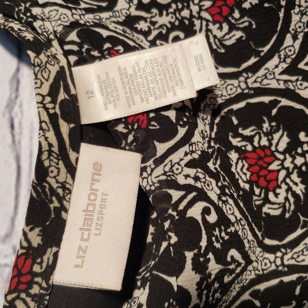 Liz Claiborne fully lined skirt floral black grey red Sz 12 - Picture 3 of 5